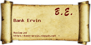 Bank Ervin névjegykártya